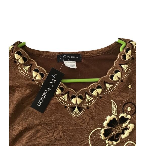 TC-Fashion Womens Top Embroidered Size L NWT - Picture 4 of 4